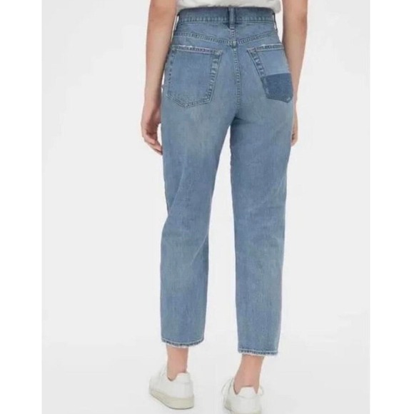 Gap Cheeky Straight Patchwork High Rise Jeans Blue Denim Womens Size 4/27 - Picture 8 of 8